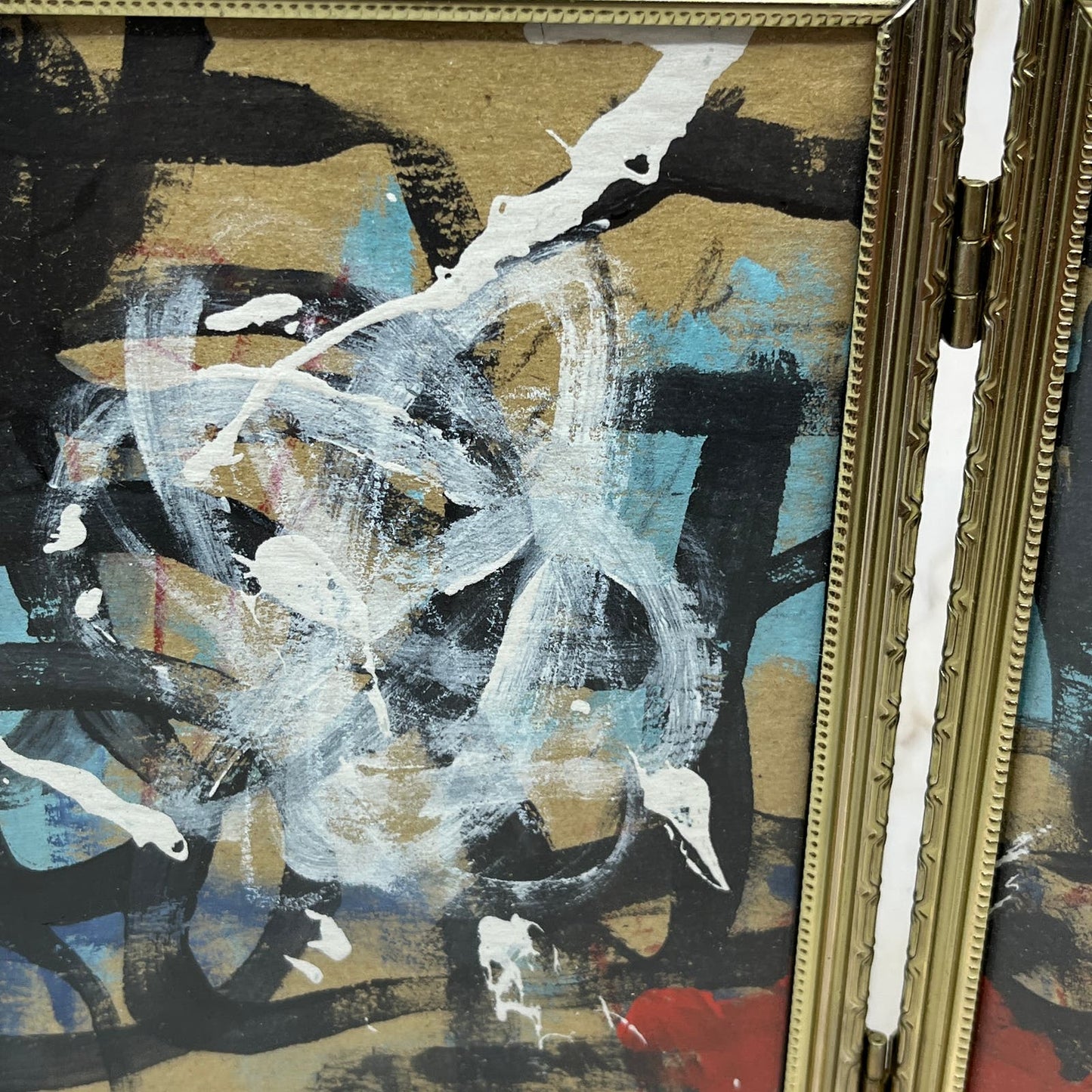 Original Framed Mixed Media Triptych Abstract Art Painting “Possible Dream” COA