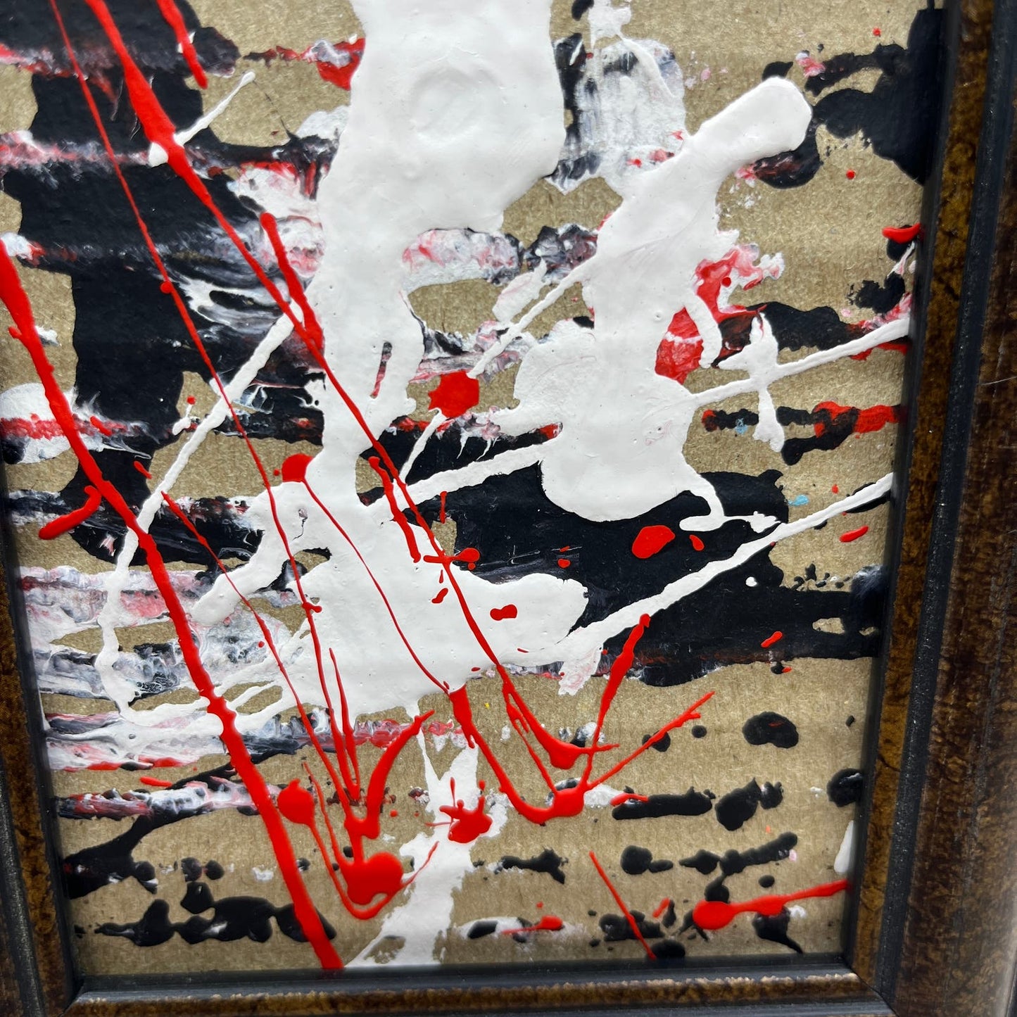 Original Framed Mixed Media Abstract Art Painting 6x8 "Prospect Union" COA TJ9